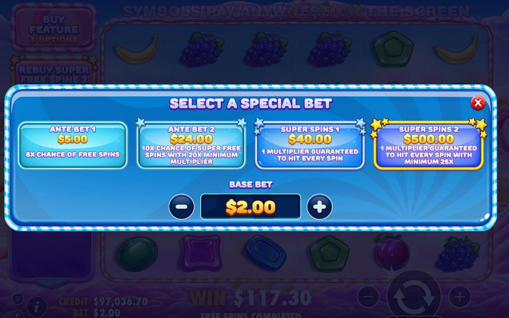 Lollipop scatters on the grid before the bonus starts